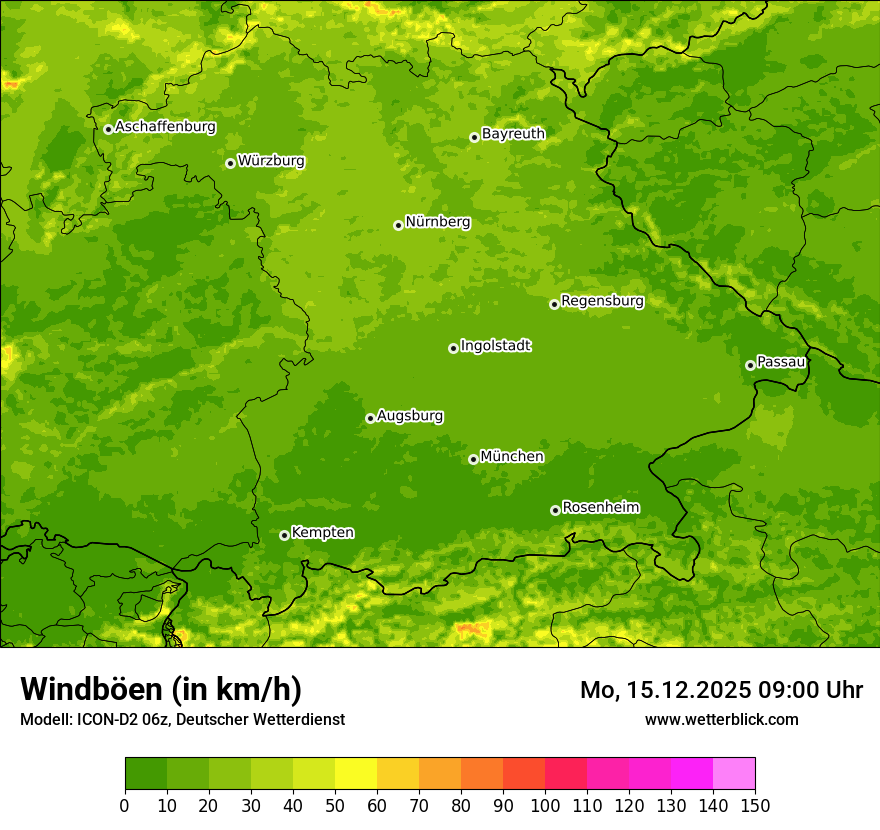 Modellkarten Windgeschwindigkeit