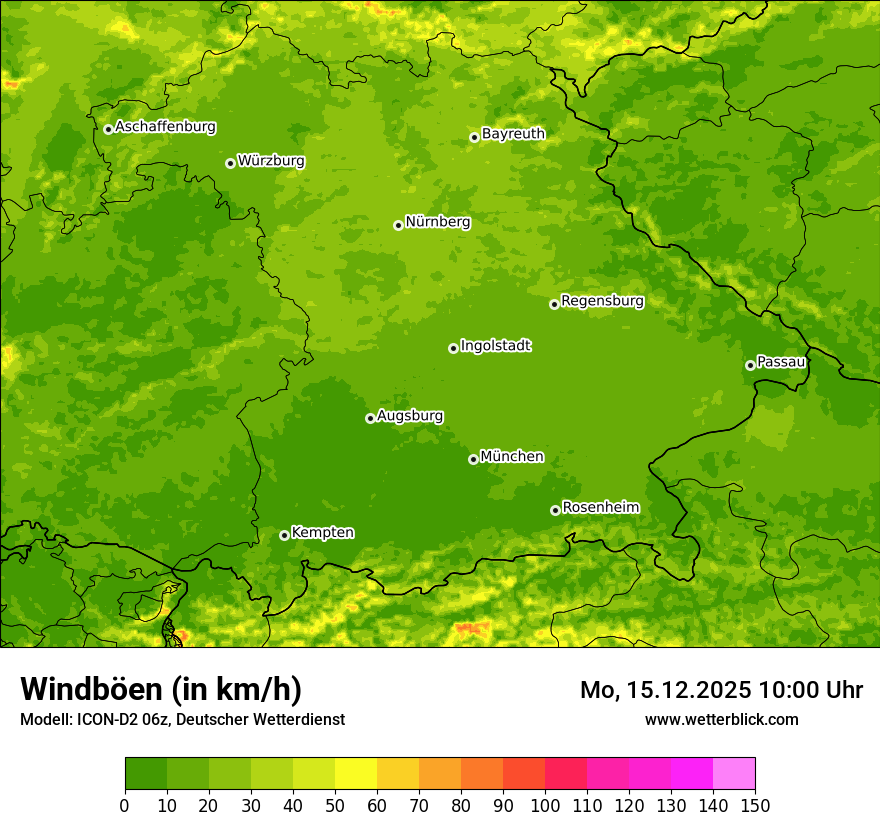 Modellkarten Windgeschwindigkeit