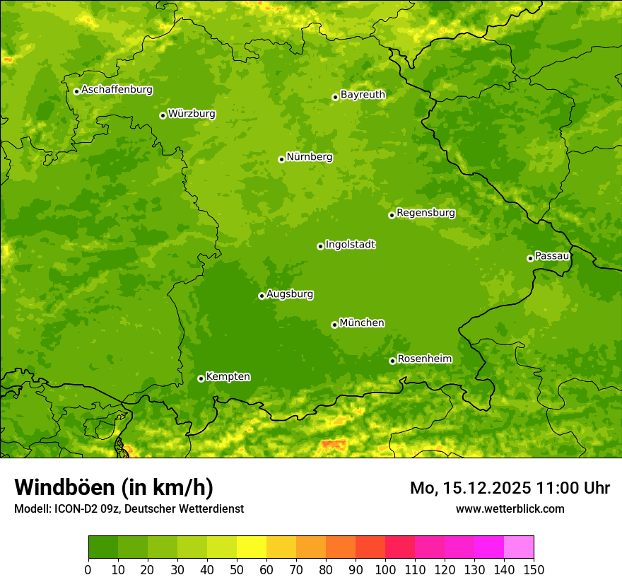 Modellkarten Windgeschwindigkeit