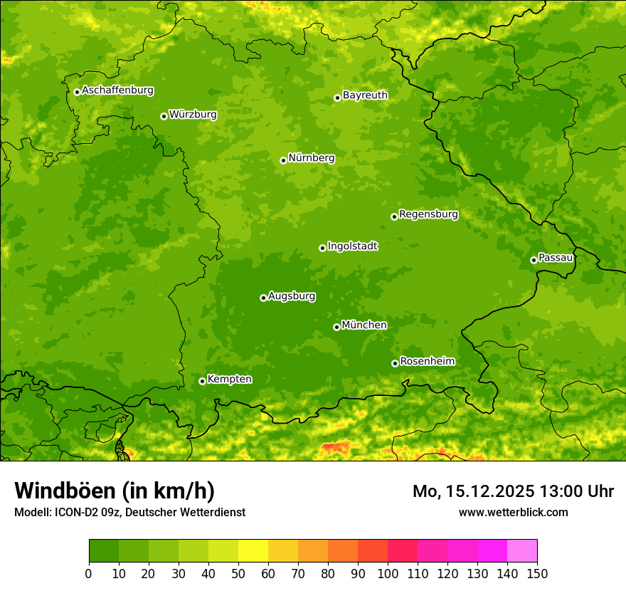 Modellkarten Windgeschwindigkeit