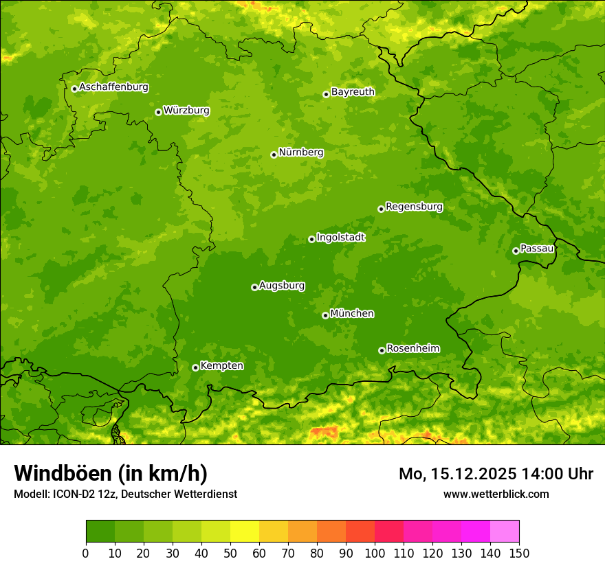 Modellkarten Windgeschwindigkeit