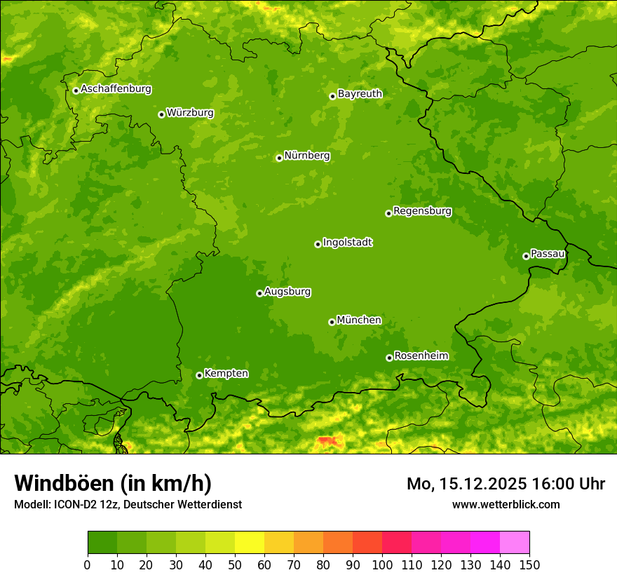 Modellkarten Windgeschwindigkeit