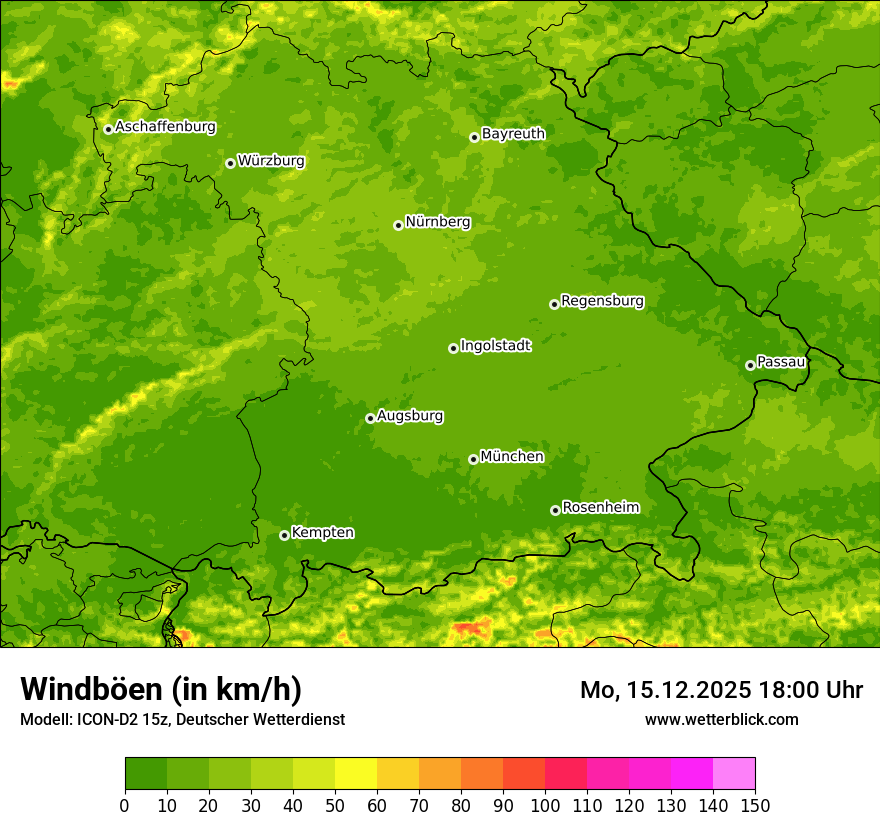 Modellkarten Windgeschwindigkeit