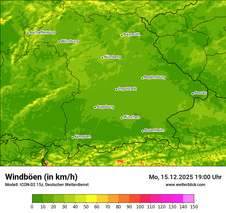 Modellkarten Windgeschwindigkeit