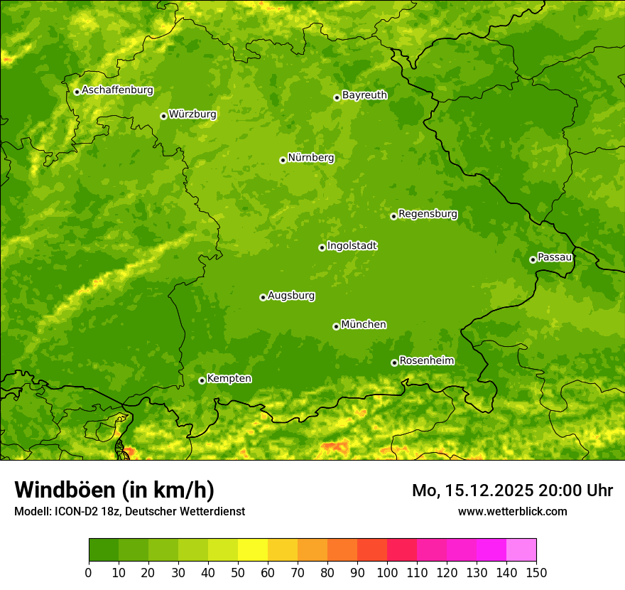 Modellkarten Windgeschwindigkeit