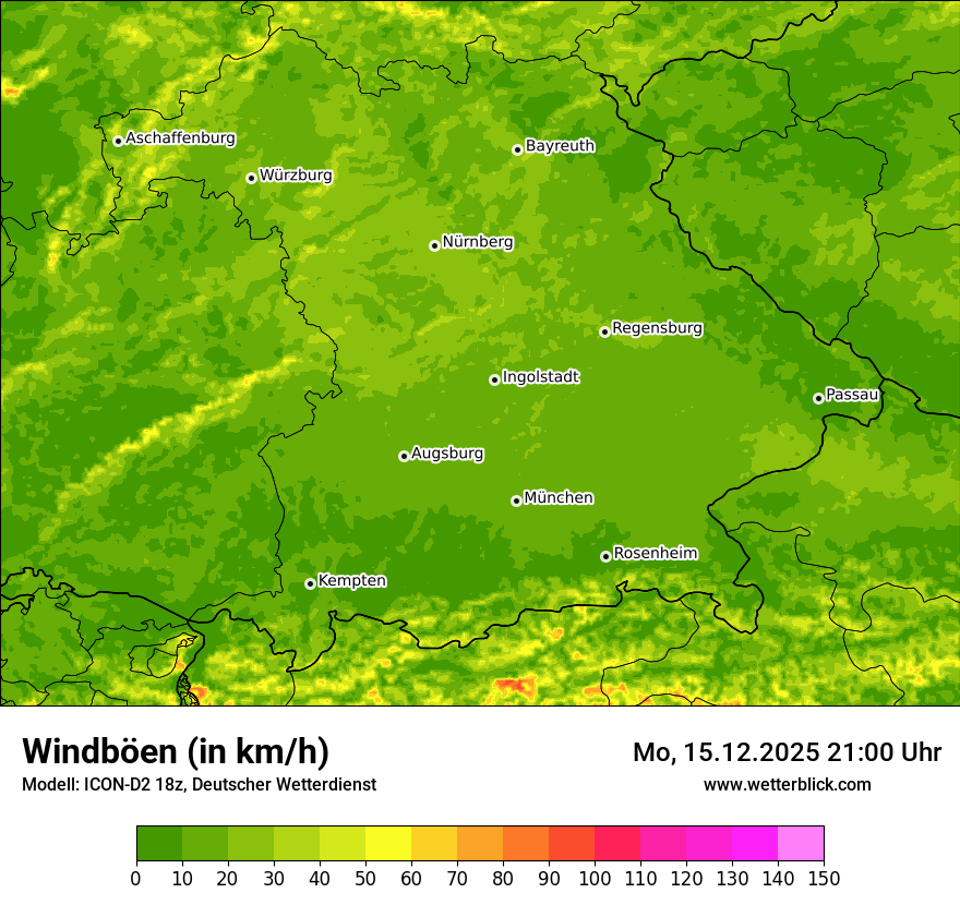 Modellkarten Windgeschwindigkeit