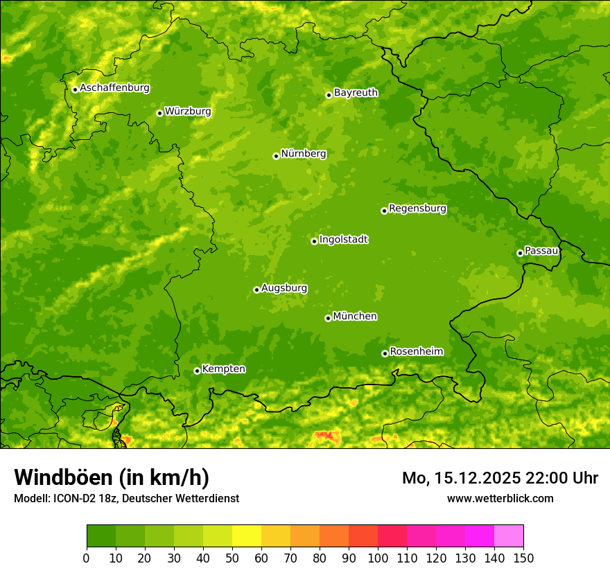 Modellkarten Windgeschwindigkeit
