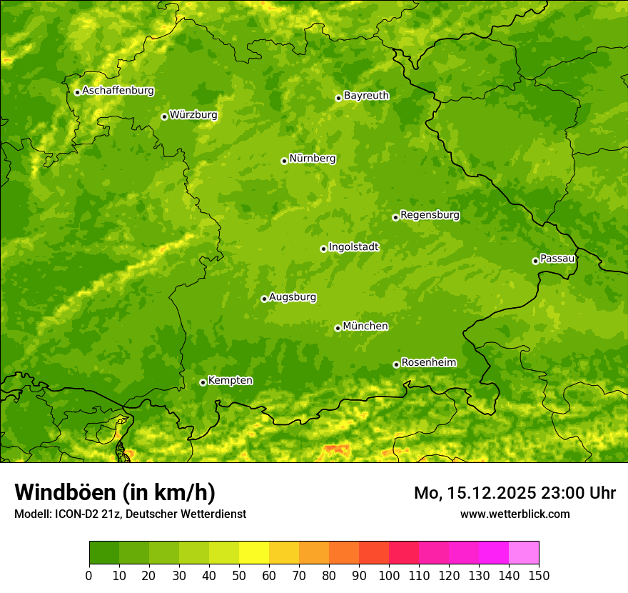 Modellkarten Windgeschwindigkeit