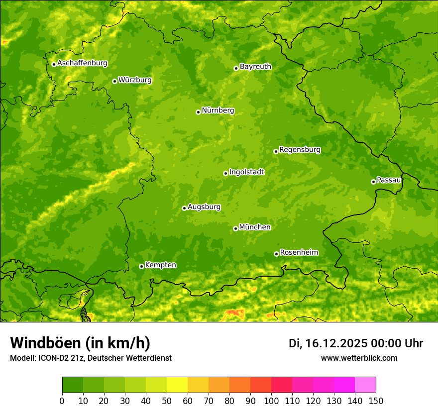 Modellkarten Windgeschwindigkeit