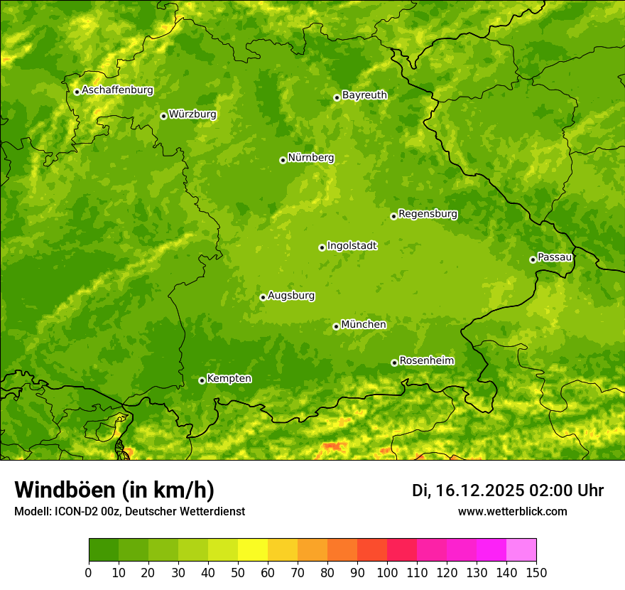 Modellkarten Windgeschwindigkeit
