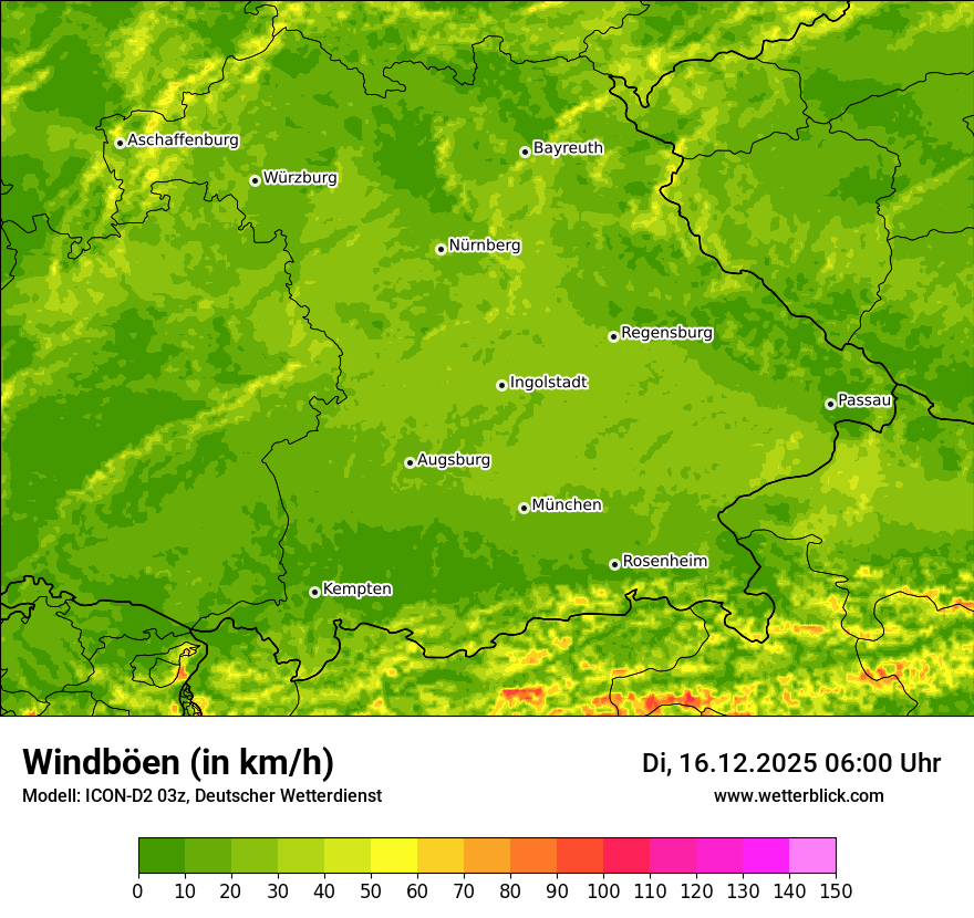 Modellkarten Windgeschwindigkeit