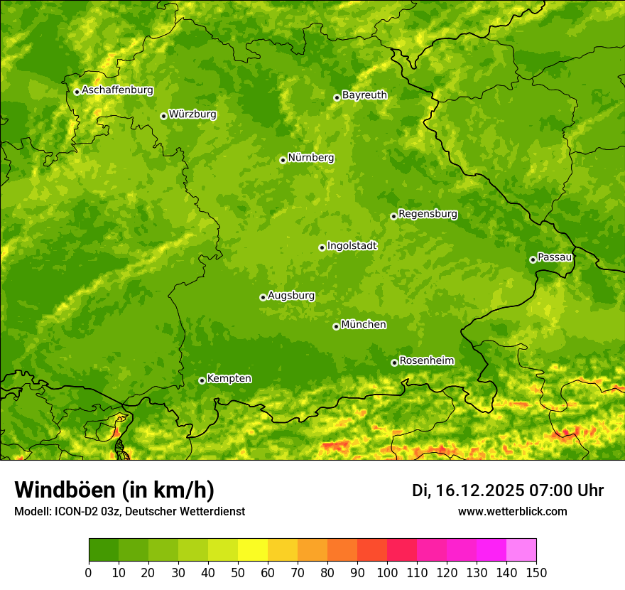 Modellkarten Windgeschwindigkeit
