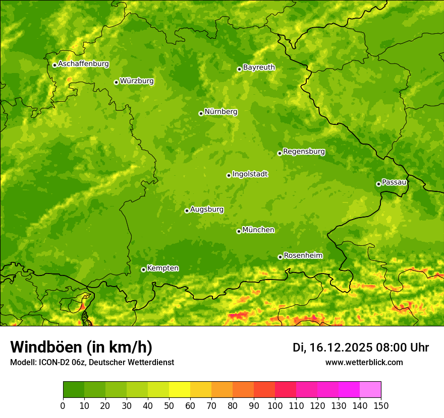 Modellkarten Windgeschwindigkeit