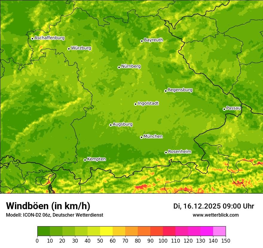 Modellkarten Windgeschwindigkeit