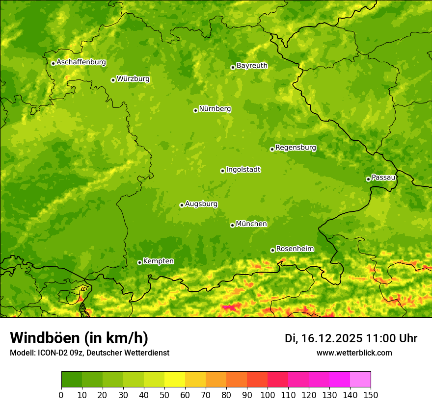 Modellkarten Windgeschwindigkeit
