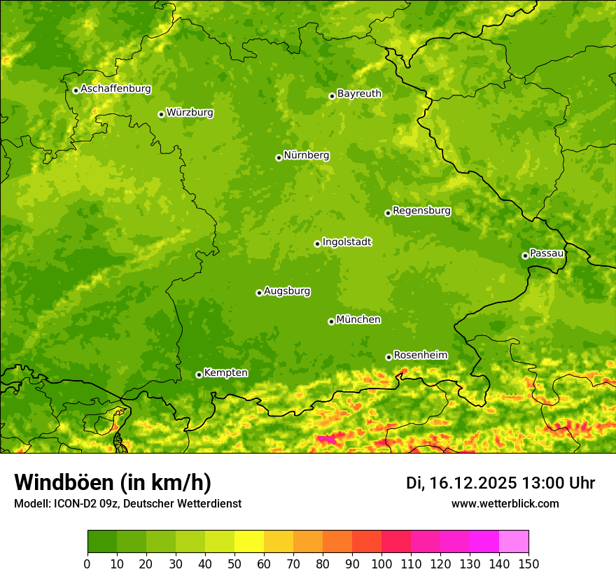 Modellkarten Windgeschwindigkeit