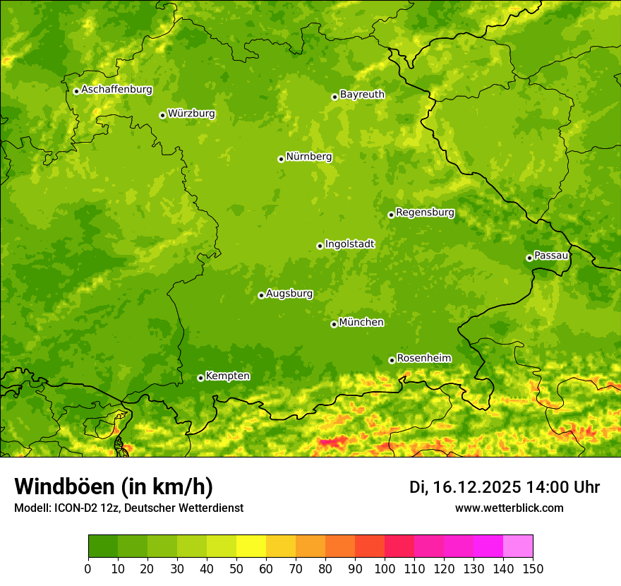 Modellkarten Windgeschwindigkeit