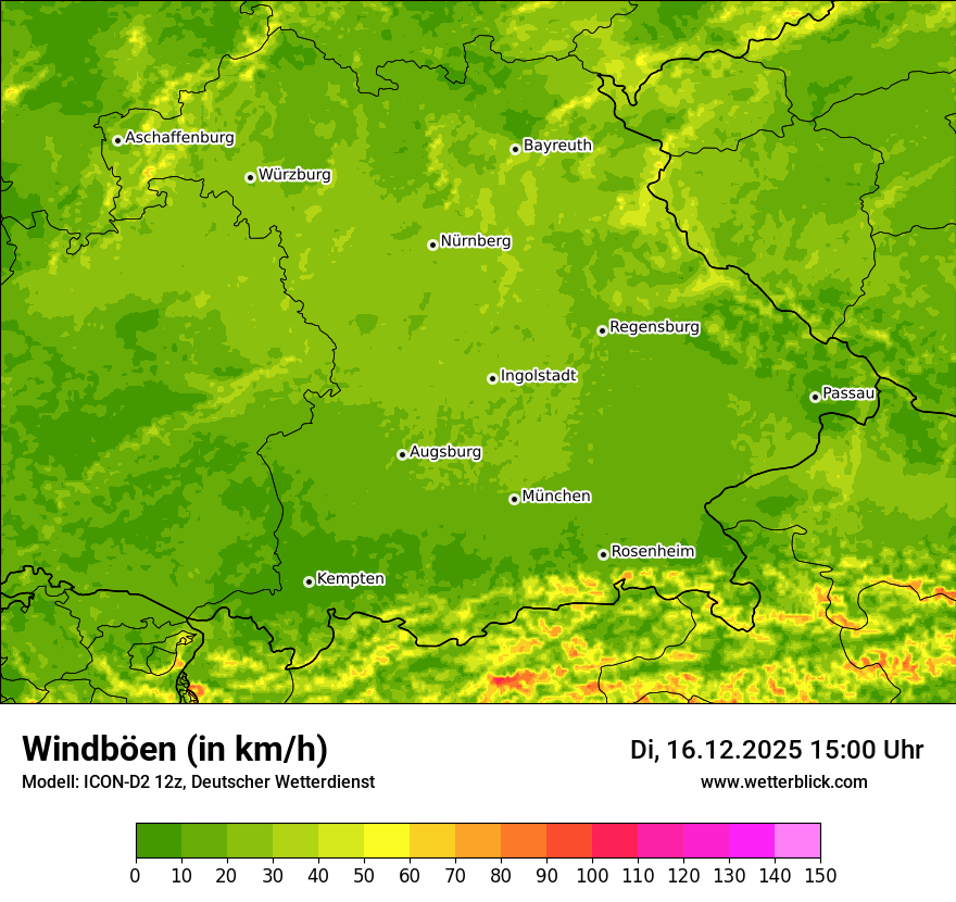 Modellkarten Windgeschwindigkeit
