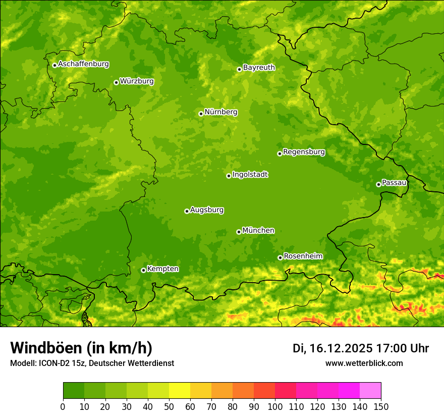 Modellkarten Windgeschwindigkeit
