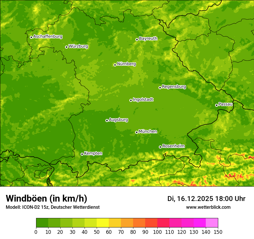 Modellkarten Windgeschwindigkeit