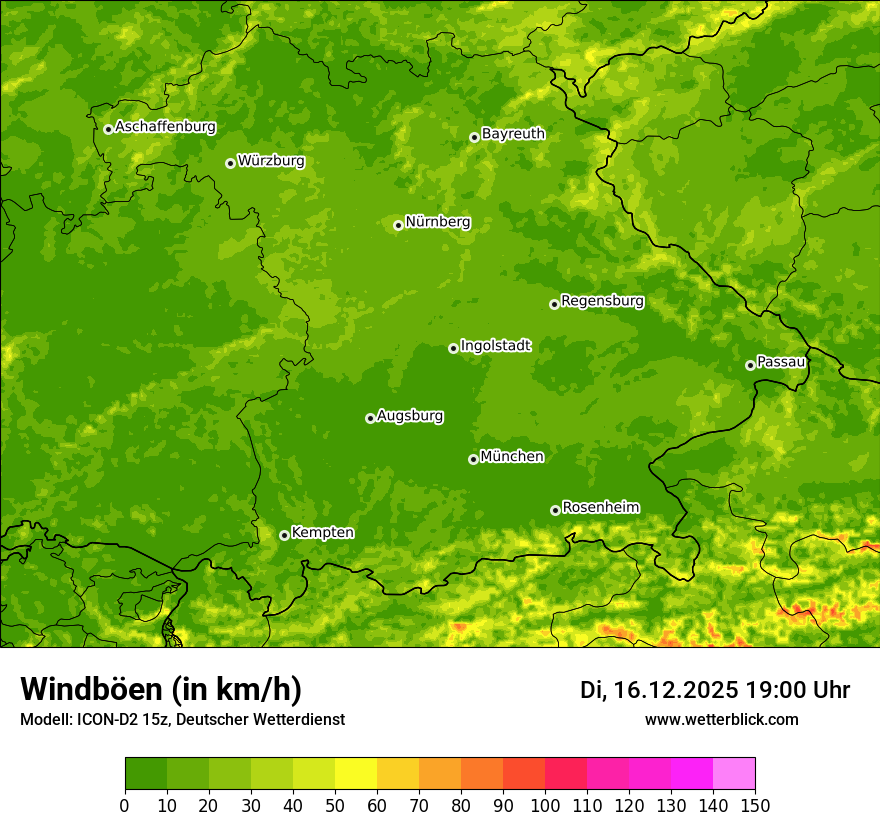 Modellkarten Windgeschwindigkeit