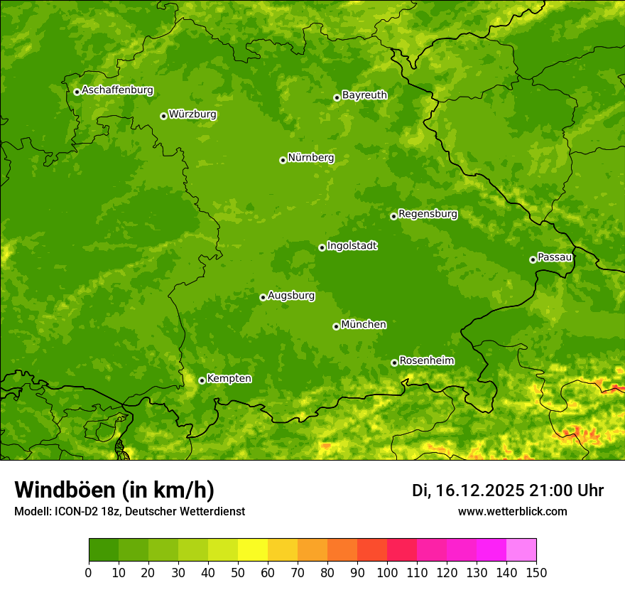Modellkarten Windgeschwindigkeit