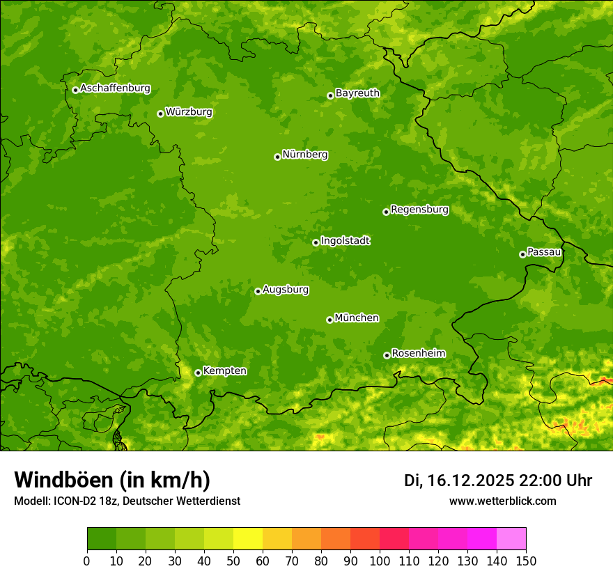 Modellkarten Windgeschwindigkeit