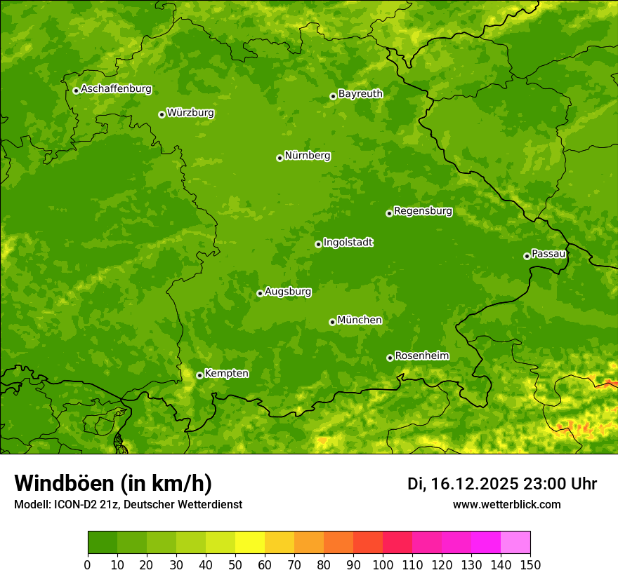 Modellkarten Windgeschwindigkeit