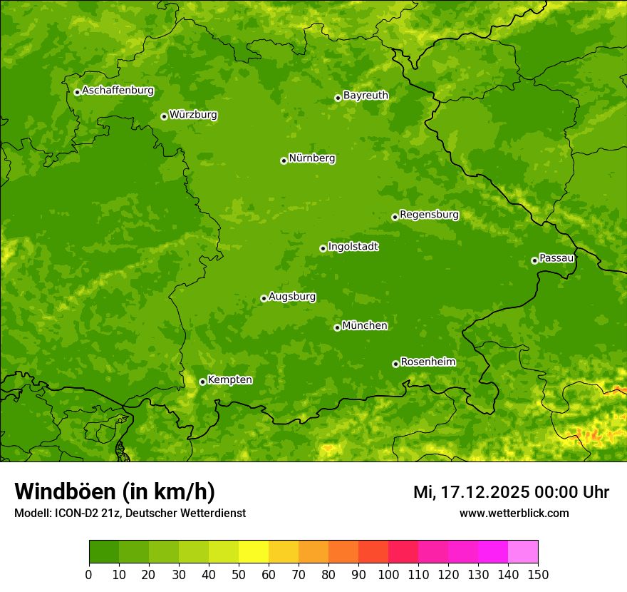 Modellkarten Windgeschwindigkeit
