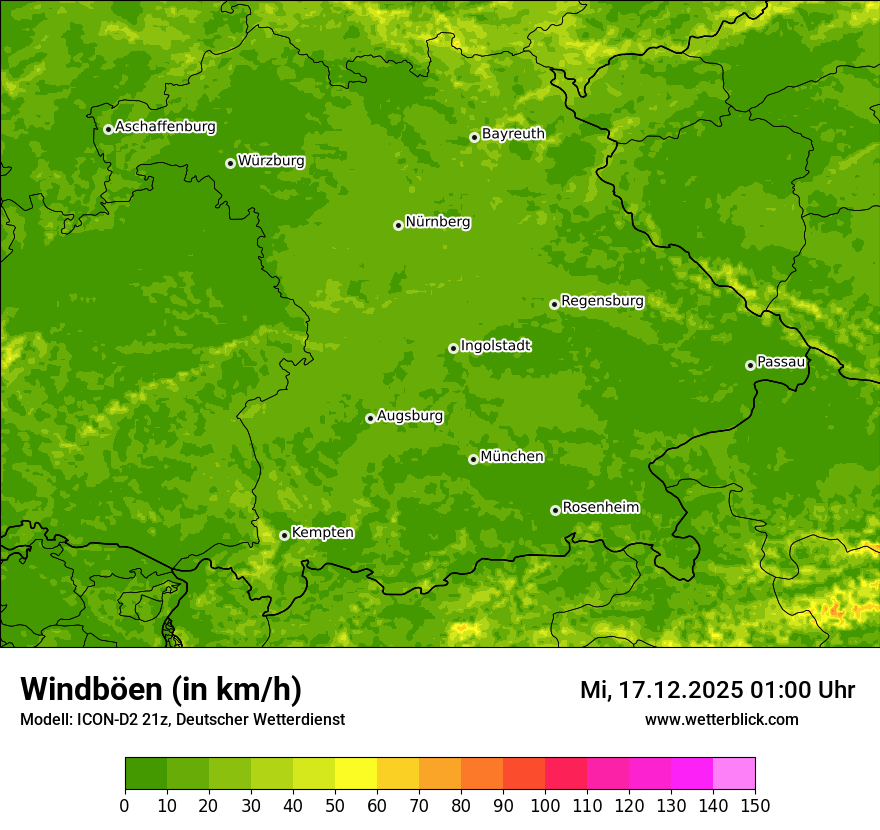 Modellkarten Windgeschwindigkeit