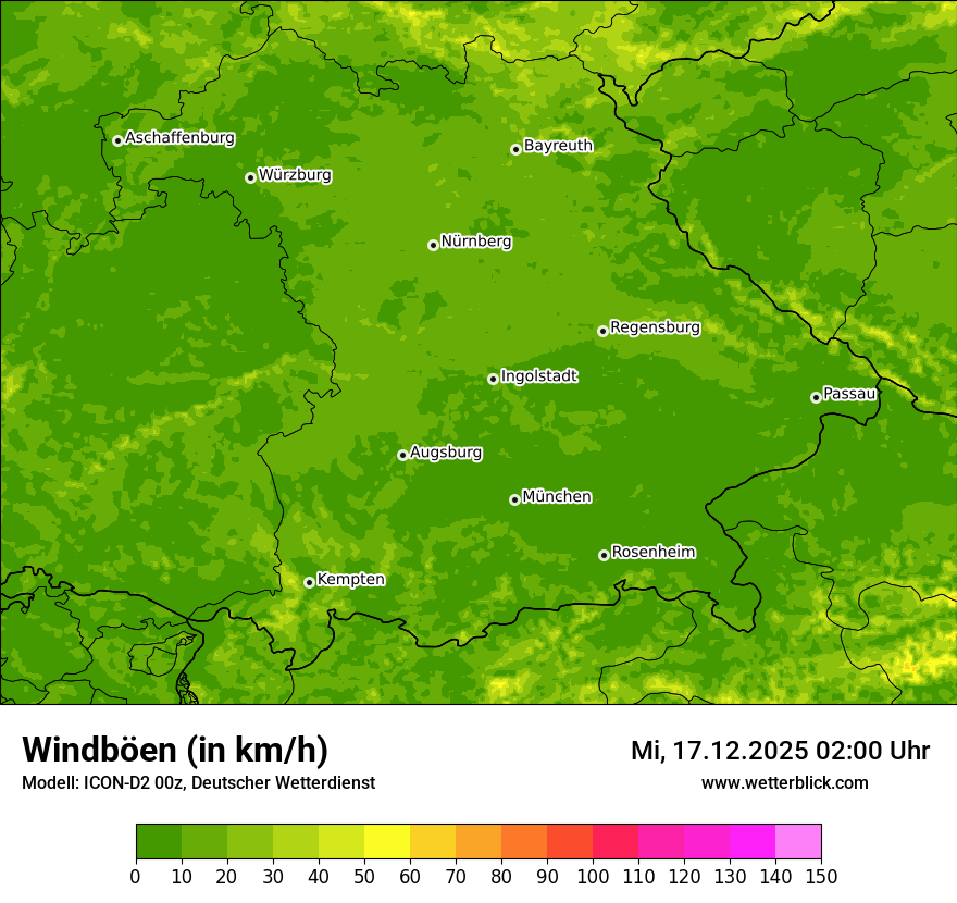 Modellkarten Windgeschwindigkeit