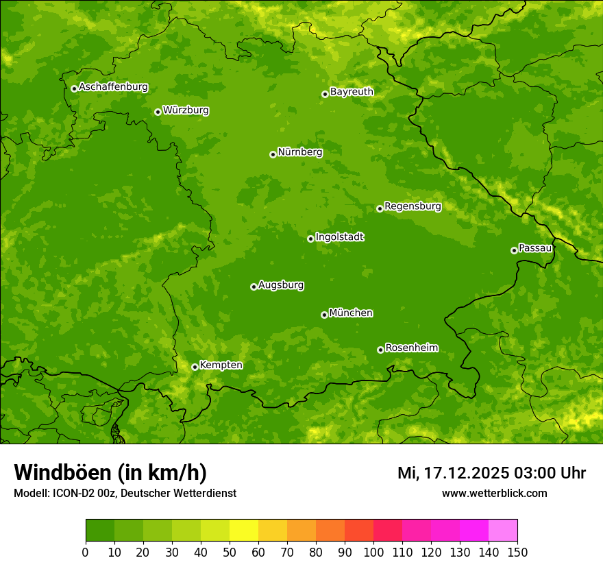 Modellkarten Windgeschwindigkeit