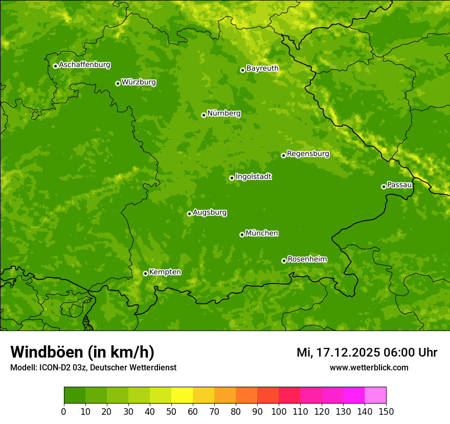 Modellkarten Windgeschwindigkeit