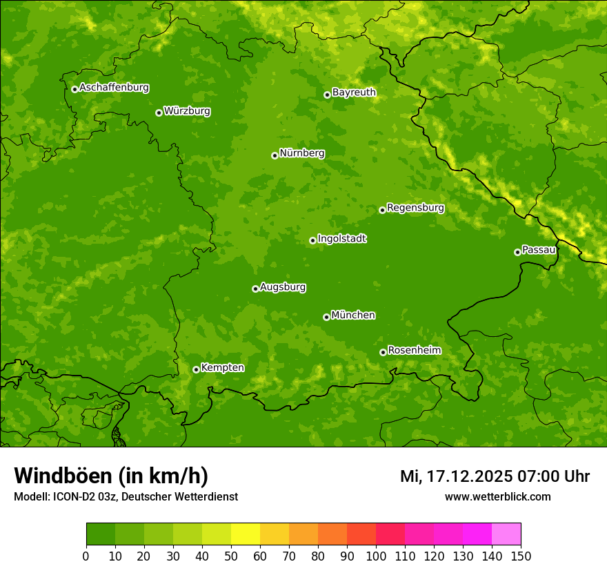 Modellkarten Windgeschwindigkeit