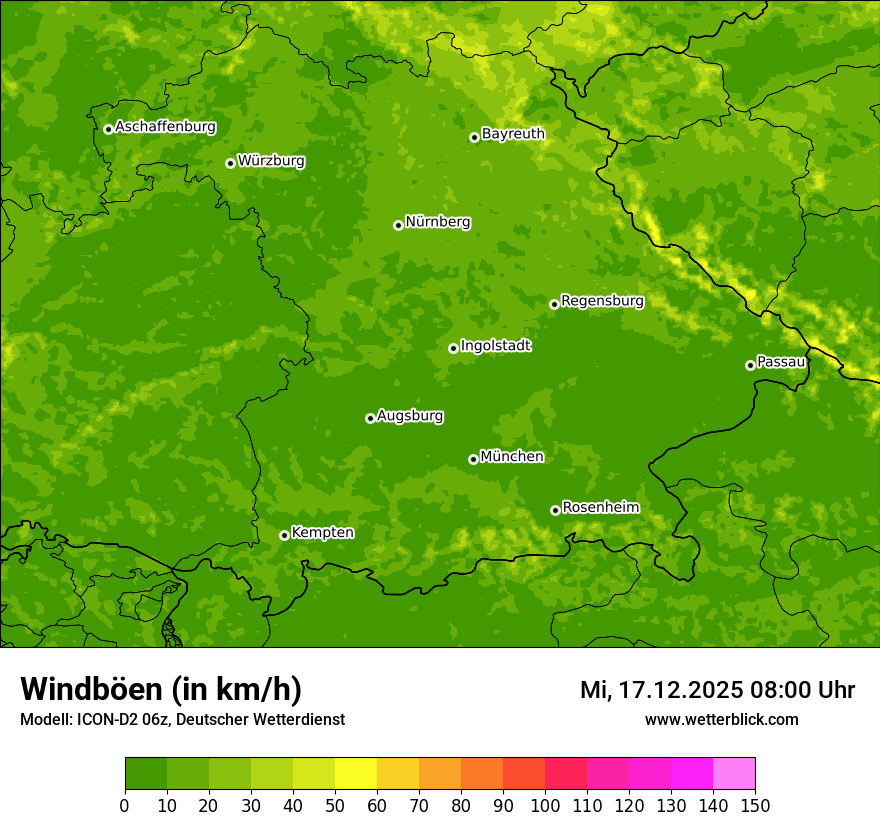 Modellkarten Windgeschwindigkeit