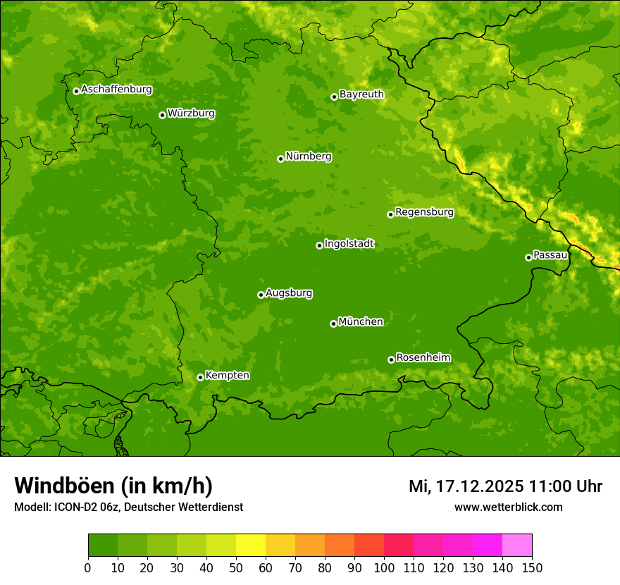 Modellkarten Windgeschwindigkeit