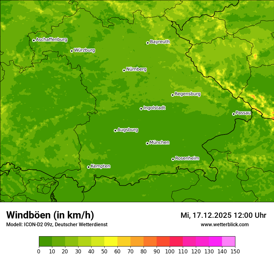 Modellkarten Windgeschwindigkeit
