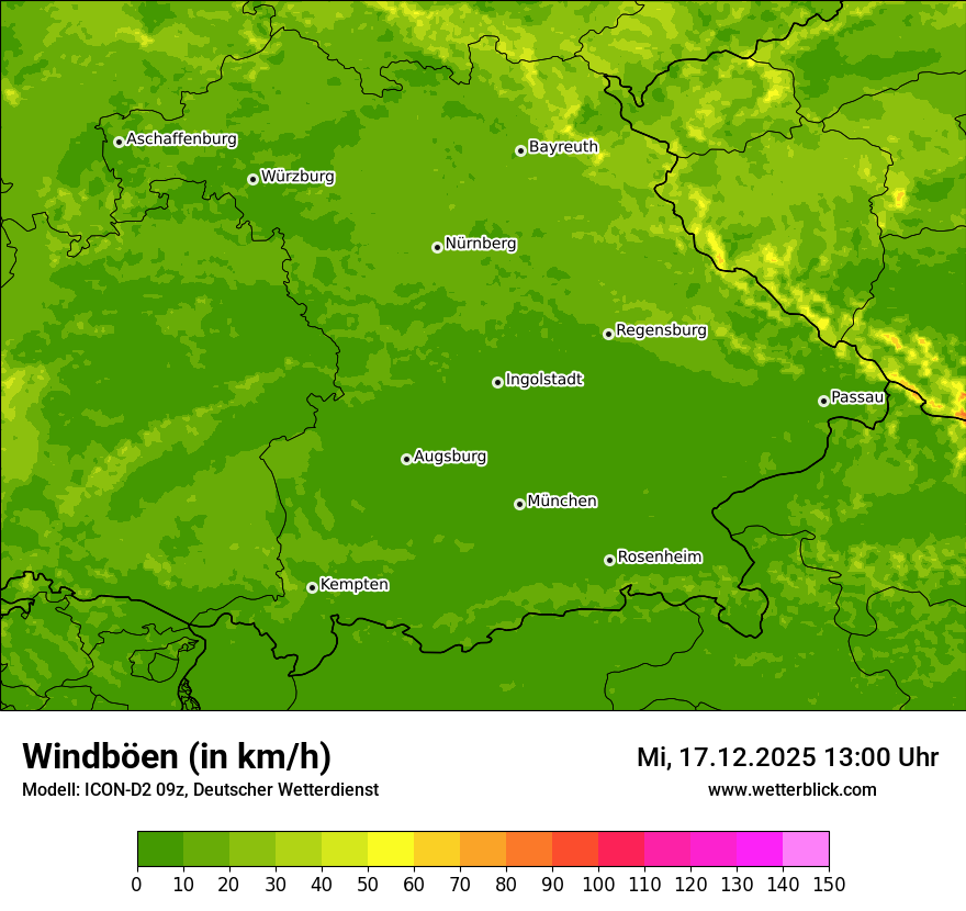 Modellkarten Windgeschwindigkeit