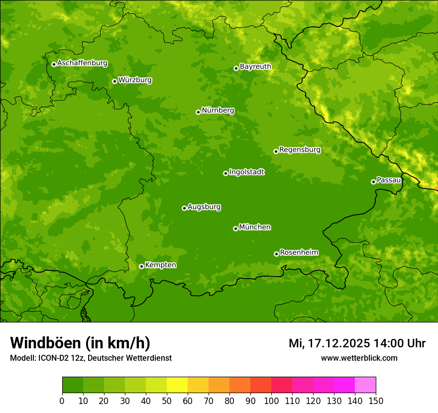 Modellkarten Windgeschwindigkeit
