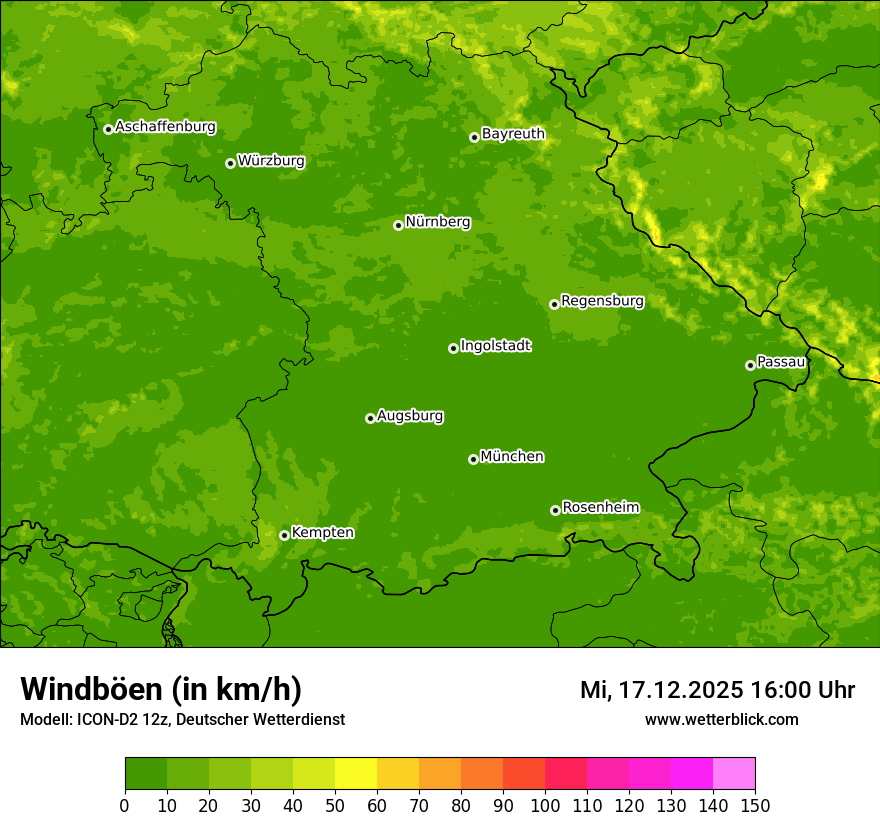 Modellkarten Windgeschwindigkeit