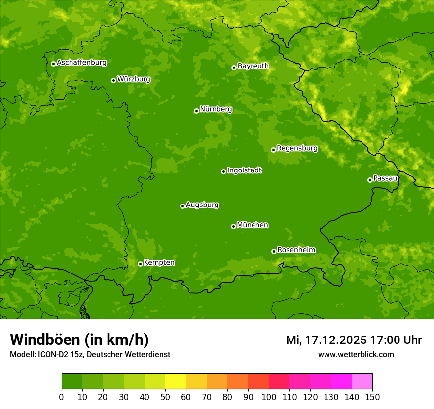 Modellkarten Windgeschwindigkeit