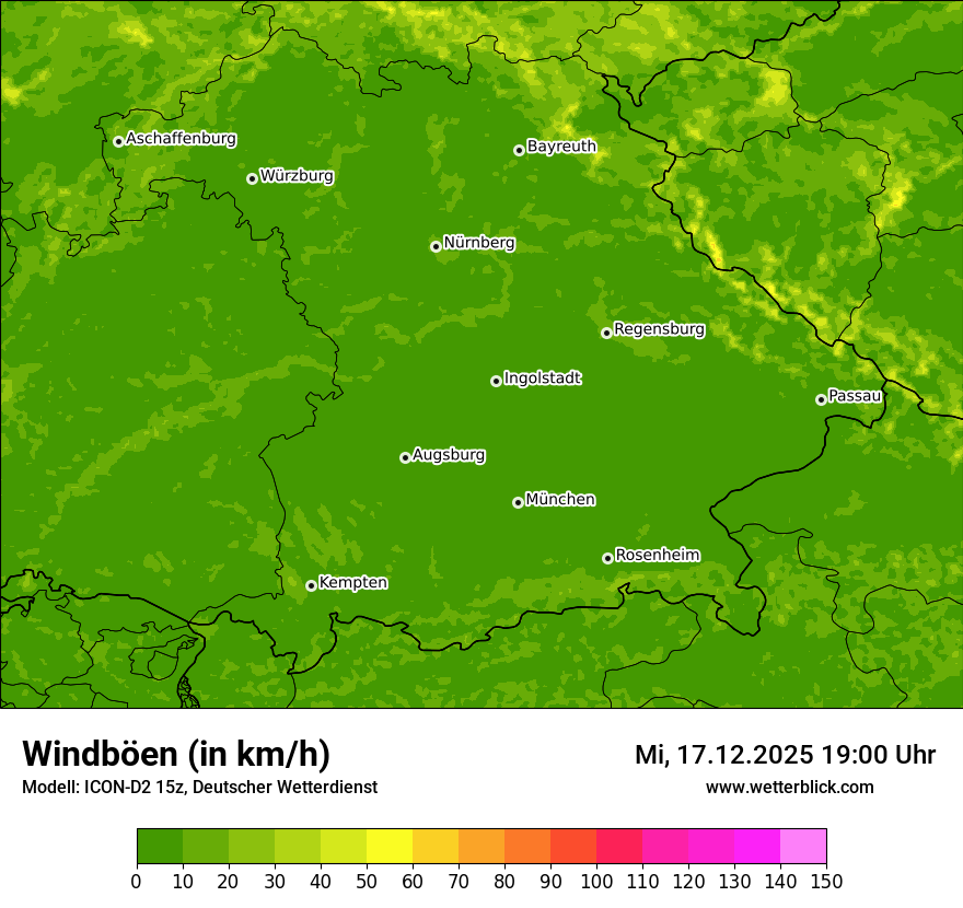 Modellkarten Windgeschwindigkeit