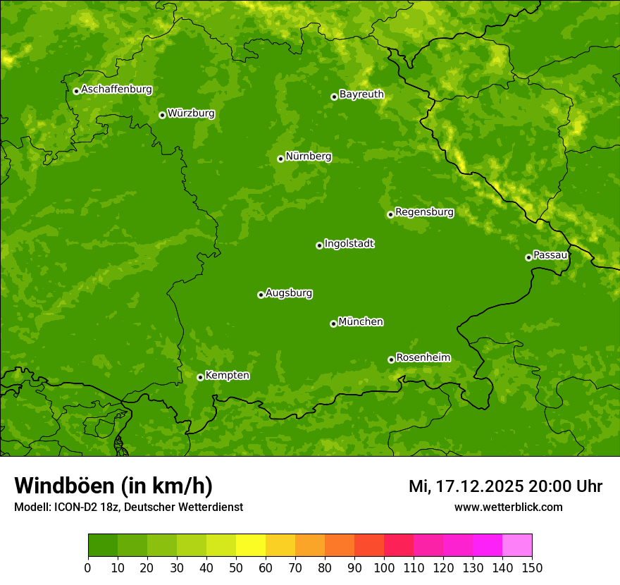 Modellkarten Windgeschwindigkeit