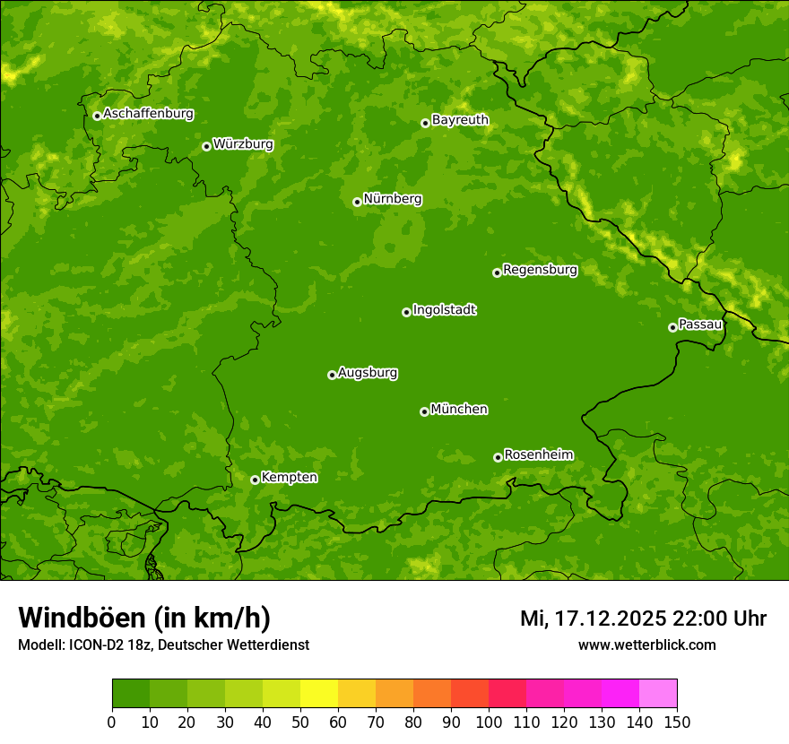 Modellkarten Windgeschwindigkeit