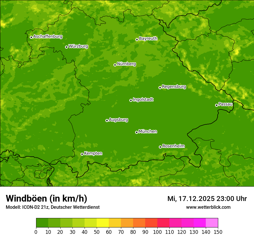 Modellkarten Windgeschwindigkeit