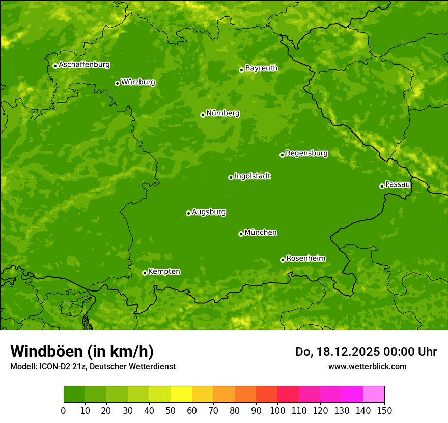 Modellkarten Windgeschwindigkeit