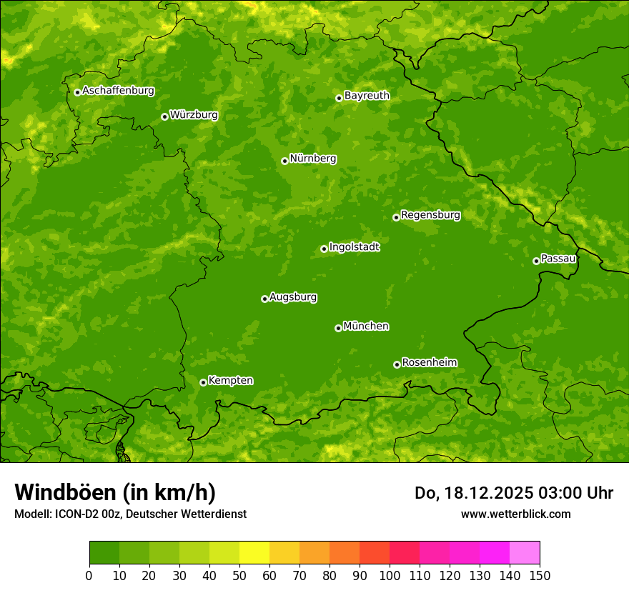 Modellkarten Windgeschwindigkeit