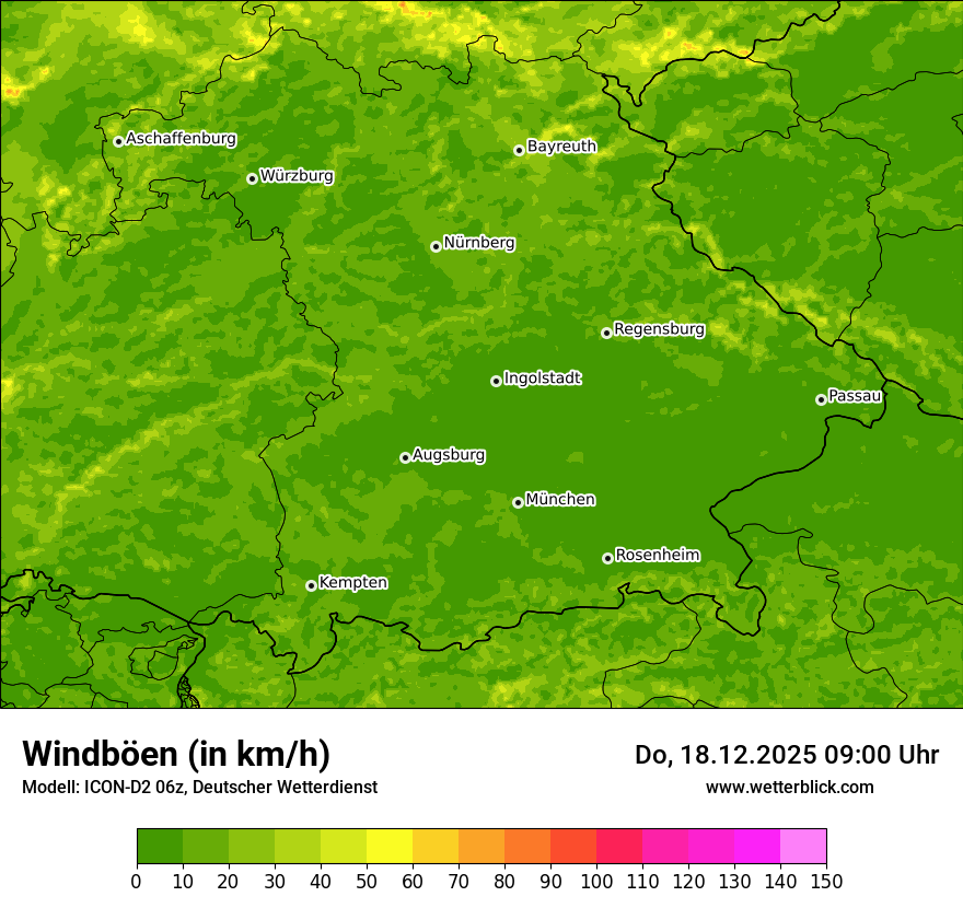 Modellkarten Windgeschwindigkeit