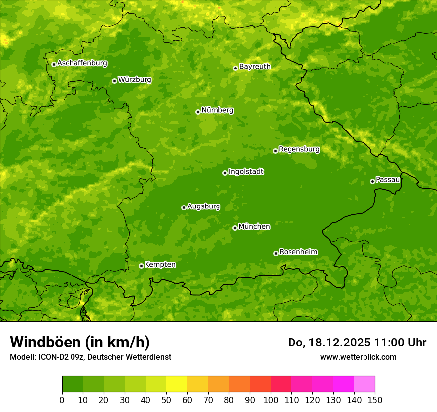 Modellkarten Windgeschwindigkeit
