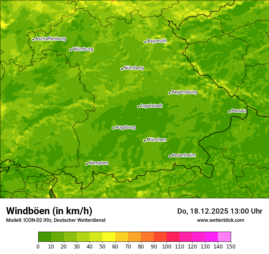 Modellkarten Windgeschwindigkeit